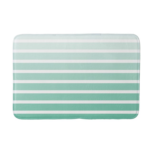 Alfombrilla De Baño Sombras de rayas verdes de espuma marina (Anverso)