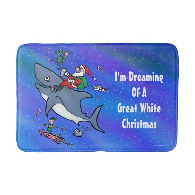Alfombrilla De Baño Soñando Con Un Gran Tiburón Blanco Y Navidades Gra (Anverso)