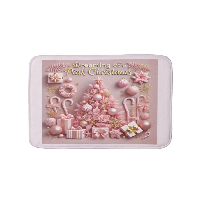 Alfombrilla De Baño Soñando con una Navidad Rosa (Anverso)