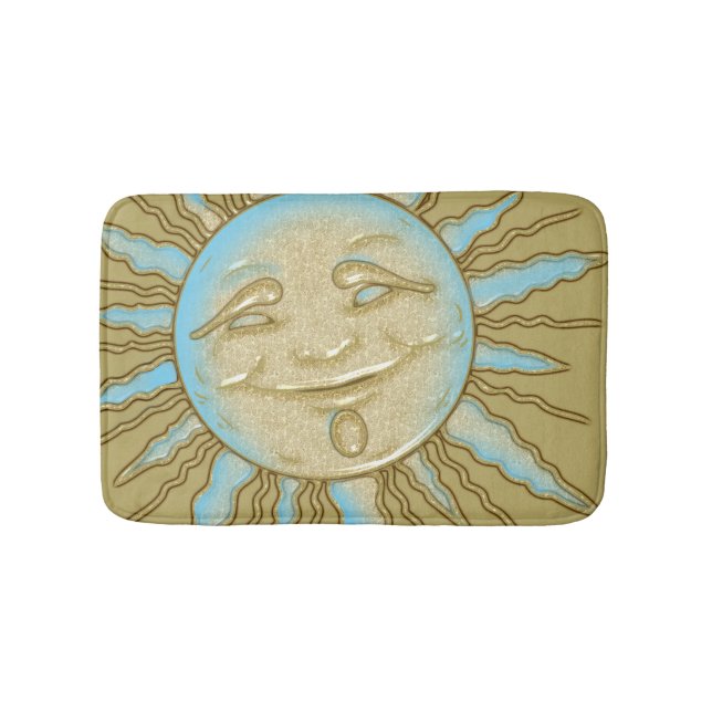 Alfombrilla De Baño Sonriente verano Sun Blue Gold Bath Mat (Anverso)