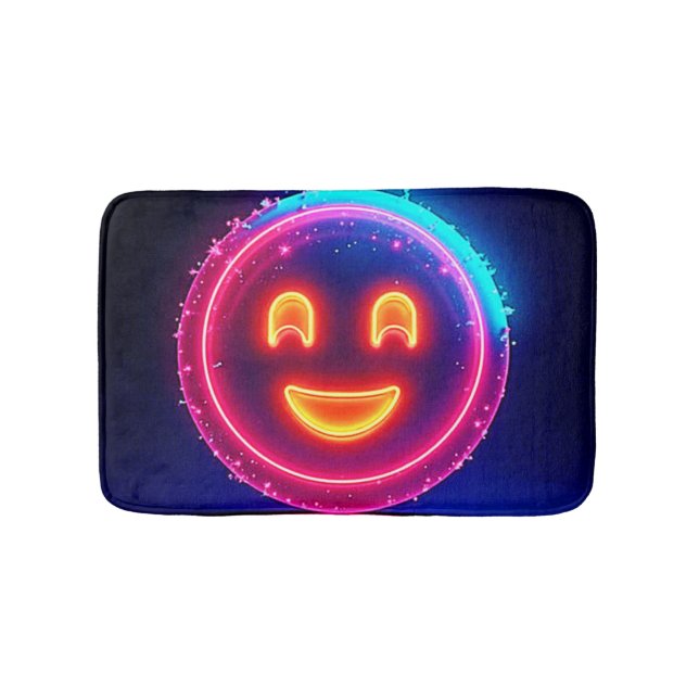 Alfombrilla De Baño Sonrisa Neon: Diseño de brillo feliz brillante (Anverso)