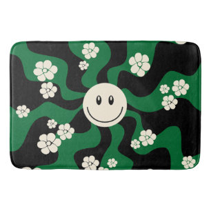 Alfombrilla De Baño Sonrisa - Verde, Crema y Negro