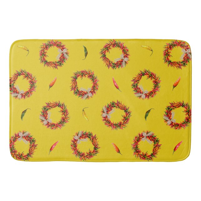 Alfombrilla De Baño Southwest Chile Wreaths and Peppers Customizeable (Anverso)
