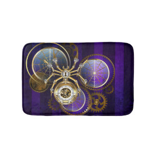 Alfombrilla De Baño Spider Steampunk sobre fondo morado