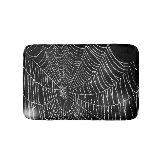 Alfombrilla De Baño Spiderweb sobre fondo negro (Anverso)
