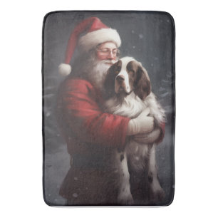 Alfombrilla De Baño Springer Spaniel Santa Claus Navideño