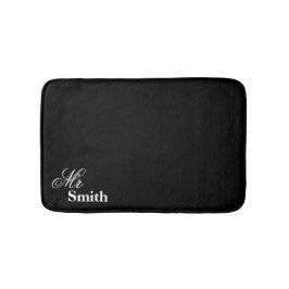 Alfombrilla De Baño Sr Smith Negro Blanco Agregue su propio nombre