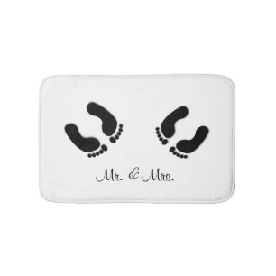 Alfombrilla De Baño Sr y Sra. Huella Blanca Divertida