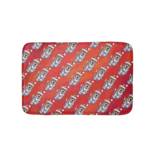 Alfombrilla De Baño St. Bernard en patrón Gorra en rojo