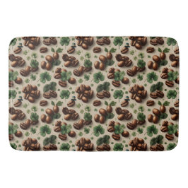 Alfombrilla De Baño St. Patrick’s Day Coffee & Shamrock Pattern