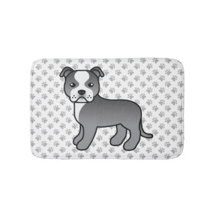 Alfombrilla De Baño Staffie azul y blanco Perro de dibujos animados li