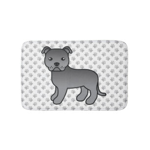 Alfombrilla De Baño Staffie inglés azul Cute perro de dibujos animados