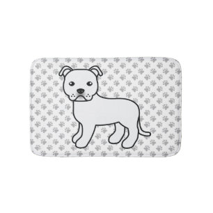 Alfombrilla De Baño Staffie inglés blanco Perro de dibujos animados li