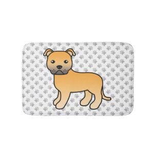 Alfombrilla De Baño Staffie inglés cervato Perro de dibujos animados l