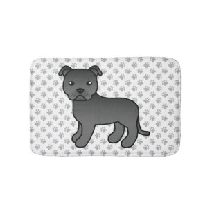 Alfombrilla De Baño Staffie inglés negro lindo perro de dibujos animad