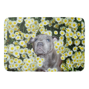 Alfombrilla De Baño Staffordshire Bull Terrier En Daisies, Bathmat