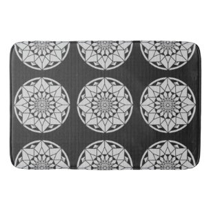 Alfombrilla De Baño Star Mandala tejiendo blanco y negro