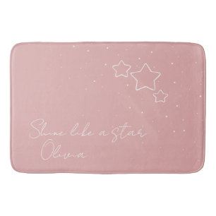 Alfombrilla De Baño Star Trio en rosa y blanco con mensaje y nombre
