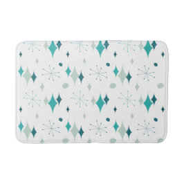 Alfombrilla De Baño Starburst Mid Century Patrón moderno Aqua Verde az