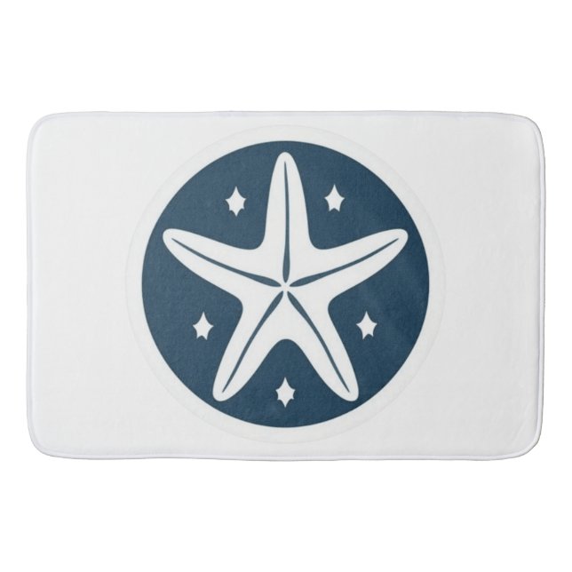 Alfombrilla De Baño Starfish con estrellas blancas (Anverso)