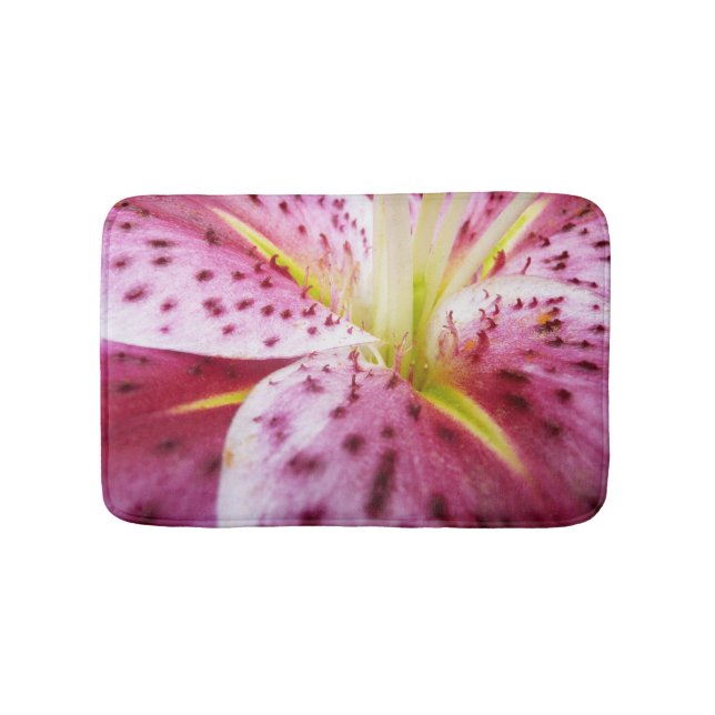 Alfombrilla De Baño Stargazer Lily Bright Magenta Floral (Anverso)