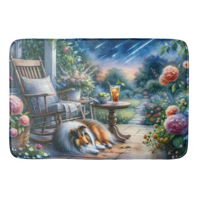 Alfombrilla De Baño Starlit Garden Porch Sheltie Dream (Anverso)