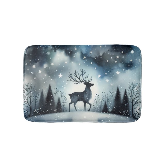 Alfombrilla De Baño Starry Winter Night Deer (Anverso)