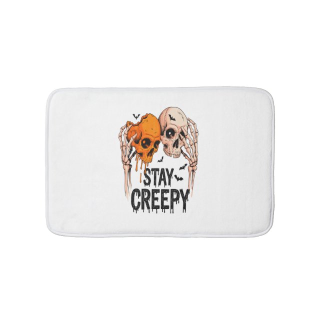 Alfombrilla De Baño Stay Creepy PNG, Halloween con cráneo retro (Anverso)