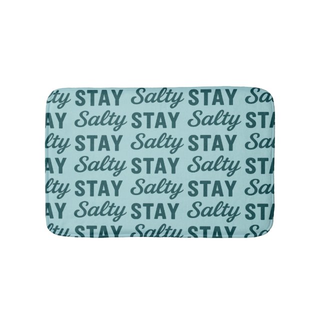 Alfombrilla De Baño Stay Salty - Coastal Teal Sea Glass Blue Graphic (Anverso)
