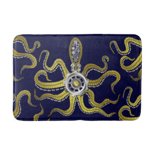 Alfombrilla De Baño Steampunk adapta el metal Kraken del pulpo