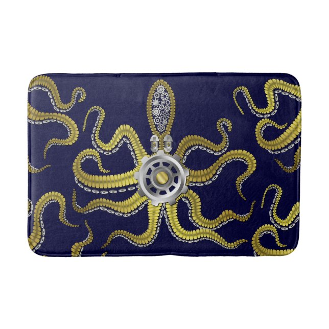 Alfombrilla De Baño Steampunk adapta el metal Kraken del pulpo (Anverso)