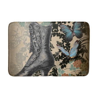 Alfombrilla De Baño steampunk floral mariposa vintage victoriana Shoe