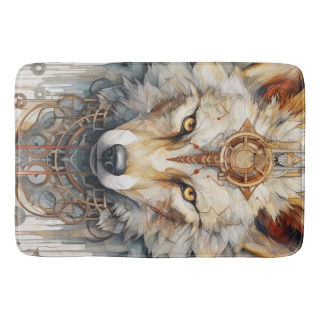 Alfombrilla De Baño Steamshadow Steampunk Wolf (Anverso)