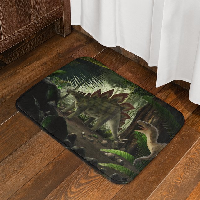 Alfombrilla De Baño Stegosaurus y Deinonychus Dinosaurs (Subido por el creador)