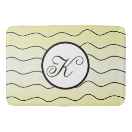 Alfombrilla De Baño Stylish Lemon Zest Yellow Family Surname Initial