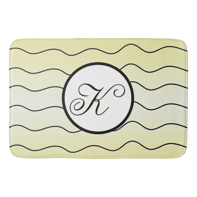 Alfombrilla De Baño Stylish Lemon Zest Yellow Family Surname Initial (Anverso)