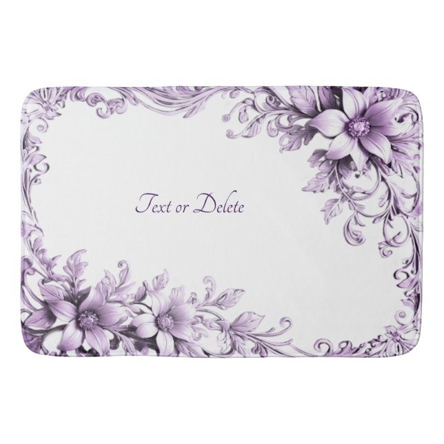 Alfombrilla De Baño Stylish Purple Flowers Bath Mat (Anverso)