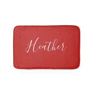 Alfombrilla De Baño Su guión blanco Personalizado en rojo