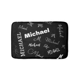 Alfombrilla De Baño Su nombre y patrón personalizado monograma negro