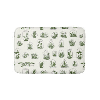 Alfombrilla De Baño Suculento Florario: Diseño Geométrico Vintage.