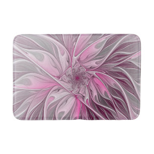 Alfombrilla De Baño Sueño de flores rosadas fractales, patrón de fanta