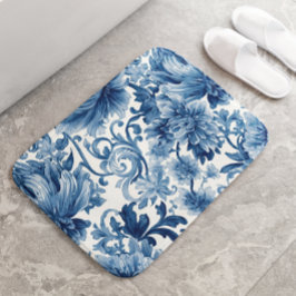 Alfombrilla De Baño Sueños Azules | Chinoisería de Acuarela Floral