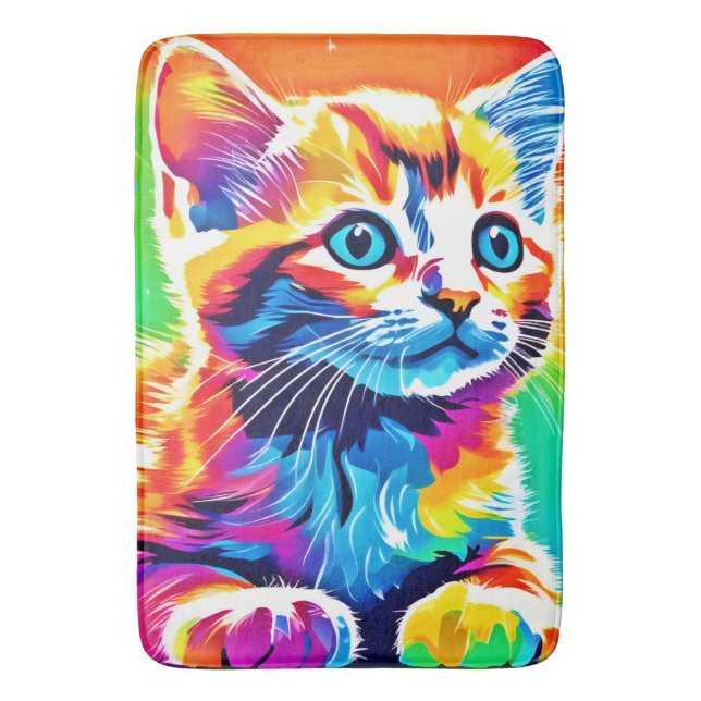 Alfombrilla De Baño Sueños de Gatito Arcoíris (Frente vertical)