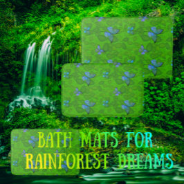 Alfombrilla De Baño Sueños de la Selva Tropical Vides Mariposas 
