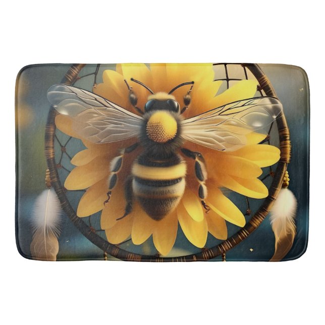 Alfombrilla De Baño Sunflower Bee Dreamcatcher, (Anverso)