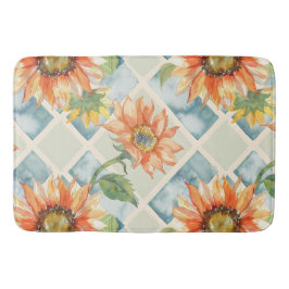 Alfombrilla De Baño Sunflowers Patrón floral acuarela