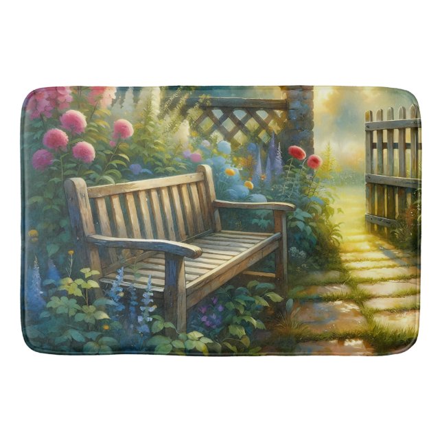 Alfombrilla De Baño Sunlit Garden Pathway Gate Scene (Anverso)
