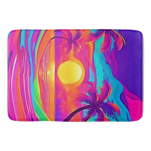 Alfombrilla De Baño Sunset azul y Naranja (Anverso)