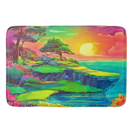 Alfombrilla De Baño Sunset Cliff Paradise Art