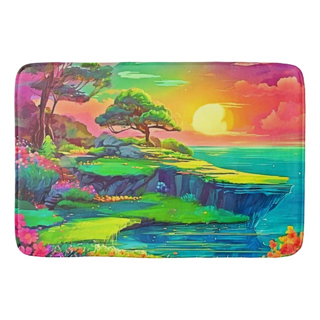 Alfombrilla De Baño Sunset Cliff Paradise Art (Anverso)